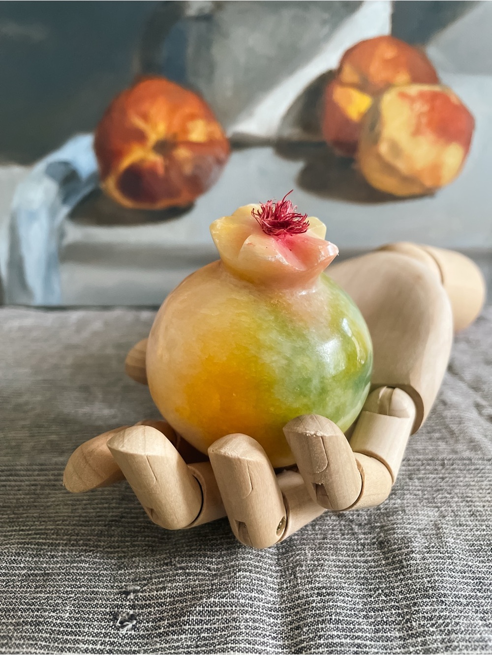 Stunning Carved Onyx Stone Fruit Decor Set - 4 Pieces - Picture 3 of 14